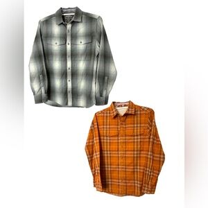 REI CO-OP 2 Wallace Lake Flannel L/S Shirts Men’s Size S Orange & Green Plaid